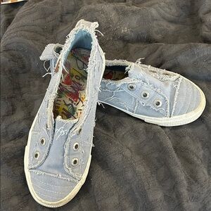 Frayed Denim Blue Women's Sneakers